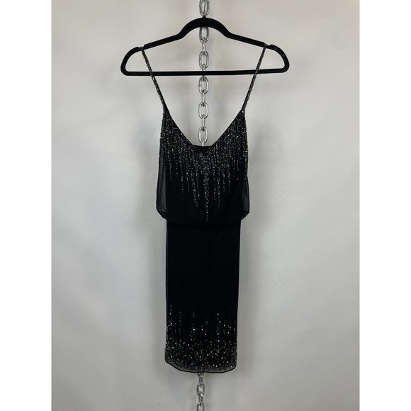 Yumi‎ Kim Black Beaded Spaghetti Strap Mini Dress Size Medium - Picture 1 of 9